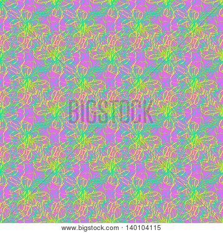 Colorful seamless pattern of twisted threads and lines.