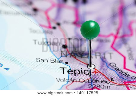 Tepic pinned on a map of Mexico