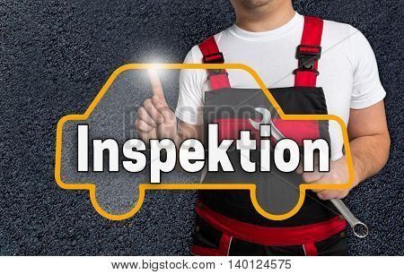 Inspektion (in German Inspection) Touchscreen Operated By Car Mechanics