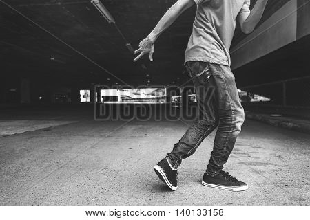 Guy Breakdance Pose Oudoors Concept