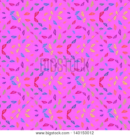 Doodles seashells background seamless pattern on pink background