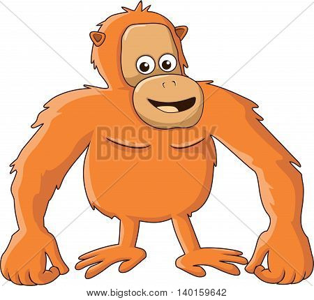 Vector illustration of Cartoon funny orangutan isolated on white background