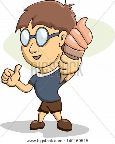 Boy with ice cream. Funny vector and cartoon isolated characters.