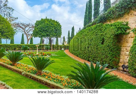 The Bahai Garden impresses with its beauty and spiritual atmosphere Haifa Israel.