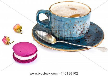 Sweet and Colourful Cake with French Macaroons. Studio Photo