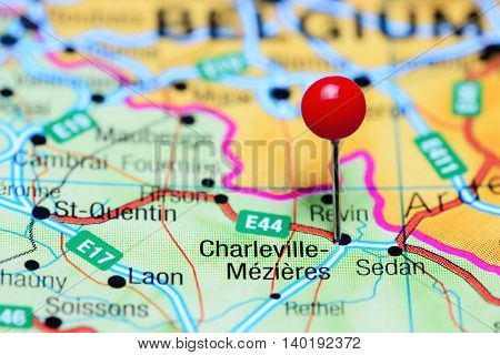 Charleville-Mezieres pinned on a map of France