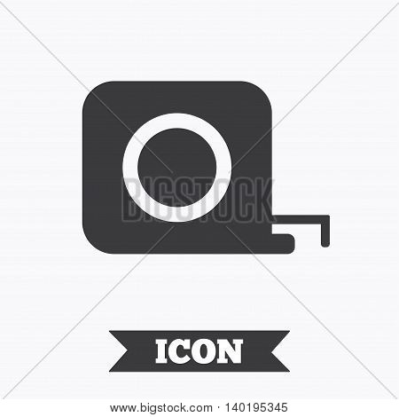 Roulette construction sign icon. Tape measure symbol. Graphic design element. Flat tape measure symbol on white background. Vector