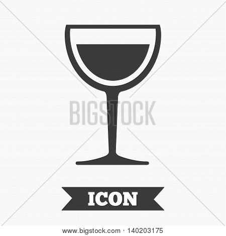 Wine glass sign icon. Alcohol drink symbol. Graphic design element. Flat wine glass symbol on white background. Vector