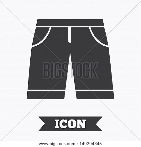 Men's Bermuda shorts sign icon. Clothing symbol. Graphic design element. Flat bermuda shorts symbol on white background. Vector