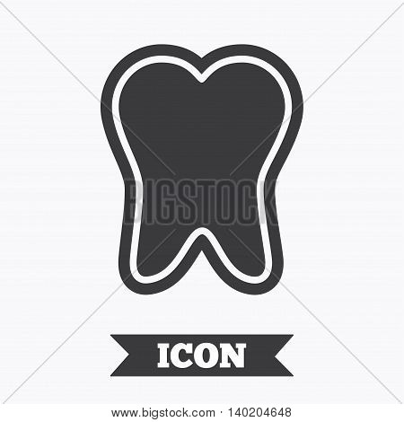 Tooth enamel protection sign icon. Dental toothpaste care symbol. Healthy teeth. Graphic design element. Flat tooth enamel symbol on white background. Vector