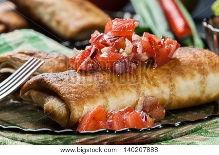 Mexican Chimichanga With Salsa Dip