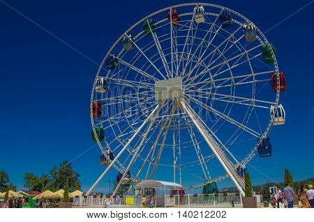 Ferris wheel at Koktobe hill Almaty Kazakhstan