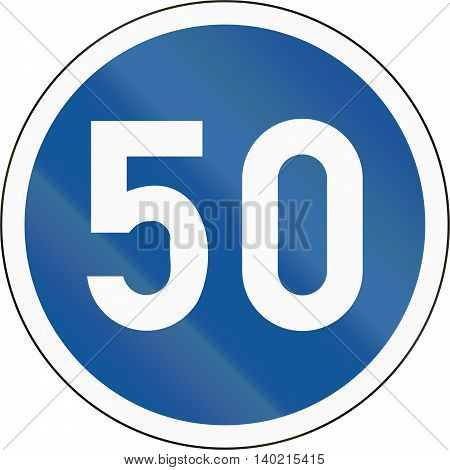 Road Sign Used In The African Country Of Botswana - Minimum Speed Limit
