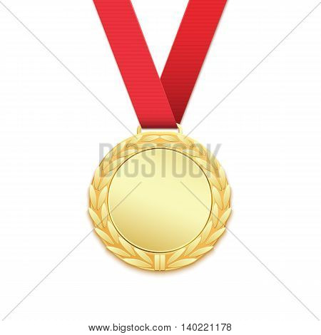 Gold medal, winners award isolated on white background. Vector illustration.