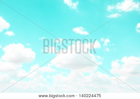 Vintage style. Abstract blurred beautiful the blue sky.
