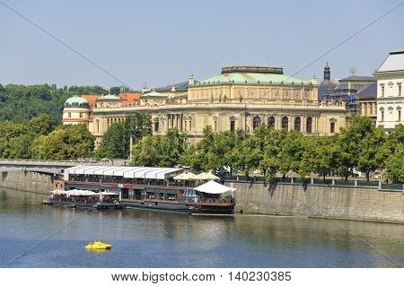 Prague Czech - 03 July 2015: The Vltava river and Rudolfinum
