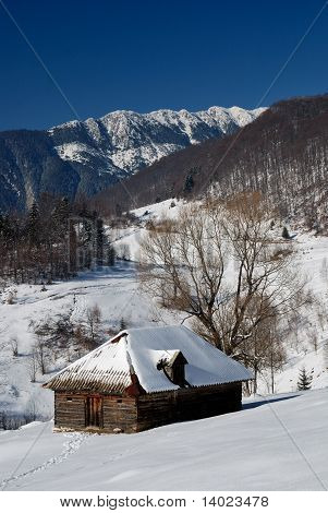 Hiver paysage Rural en Roumanie
