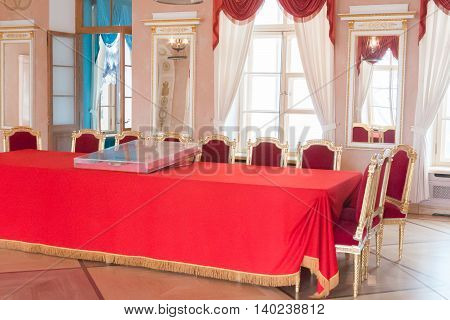 St. Petersburg, Russia-aprel 24 2016: Big Hall Lyceum In Pushkin.