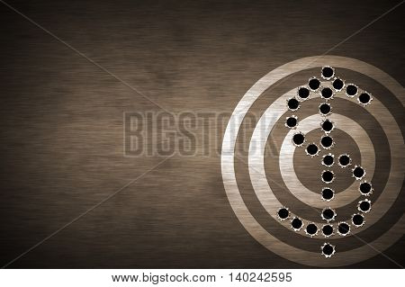 bullet hole on target. metal background. concept design for business theme design. 3d illustration.