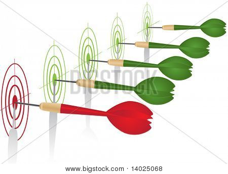 Fléchettes sur la cible rouge
