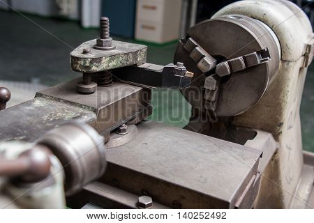 industrial boring mill machinery in workshop space
