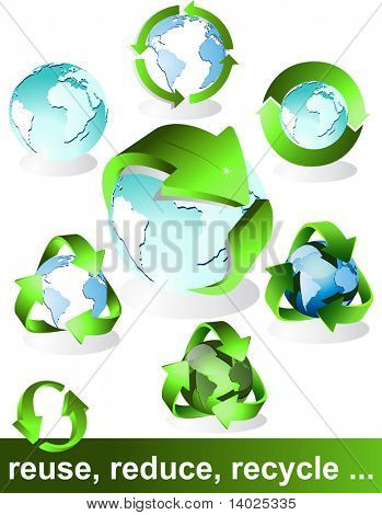 Símbolos de eco, bio, verde e reciclar