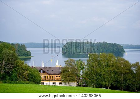 View of Lake Plateliai in Zemaitija National Park, Samogitia, Plateliai, Lithuania. Lake Plateliai is the biggest lake in Samogitia and 9th biggest in Lithuania.