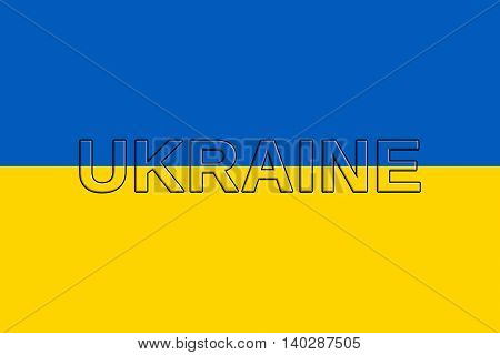 Illustration of the national flag of Ukraine with the word Ukraine on the flag