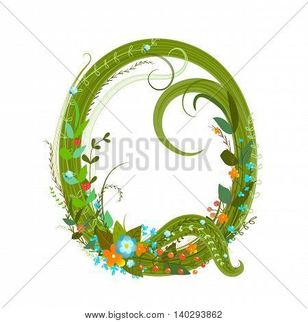 Colorful hand drawn blooming flowers ABC. Isolated on white summer typography design illustration. Vector EPS10.