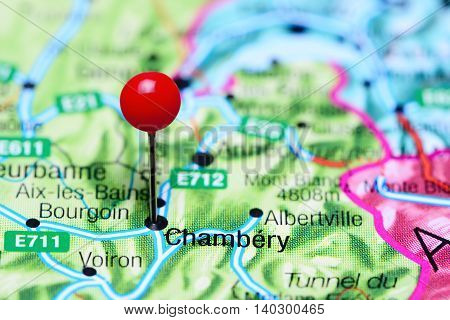 Chambery pinned on a map of France