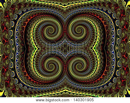 green Spiral Swirls Fractal Texture  colourful background