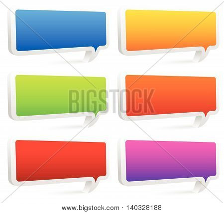 Set Of Colorful Rectangular Speech Bubbles With Empty Space