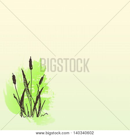 Doodle hand drawn flower, watercolor background. Design,