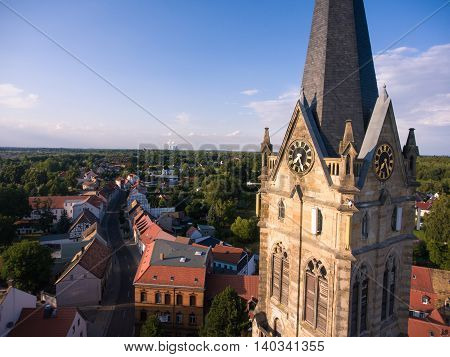 Old church Lucka medieval town Germany Thuringia panorama