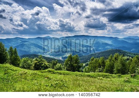 HDR views during uphill Makovytsya Ukraine Yaremche The height of the mountain 984 meters