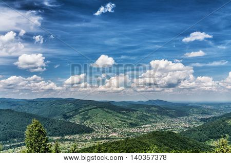 HDR views during uphill Makovytsya Ukraine Yaremche The height of the mountain 984 meters