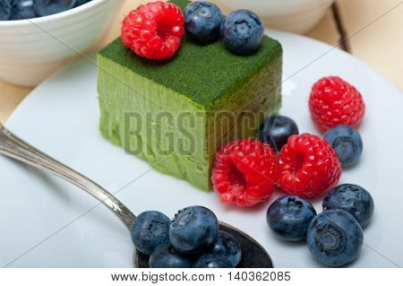 Green Tea Matcha Mousse Cake With Berries