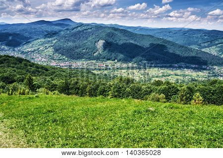 HDR views during uphill Makovytsya Ukraine Yaremche The height of the mountain 984 meters