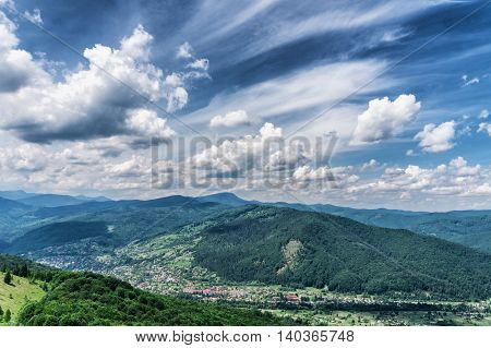 HDR views during uphill Makovytsya Ukraine Yaremche The height of the mountain 984 meters