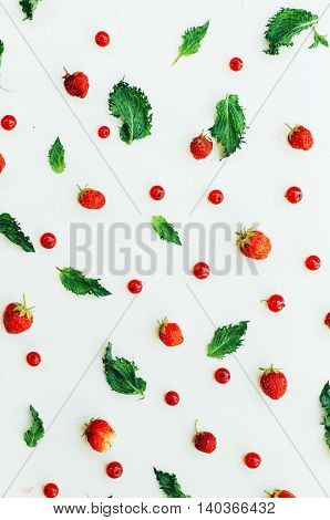 Colorful Mix Of Fruits On White Background. View From Above. Col