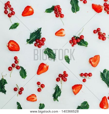 Colorful Mix Of Fruits On White Background. View From Above. Col