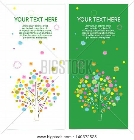 set of brochures with color tree images