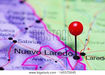 Nuevo Laredo pinned on a map of Mexico