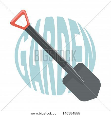 Shovel for garden with text. Vector illustration.