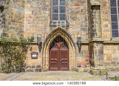 Door of the reformed church in Schuttorf Germany