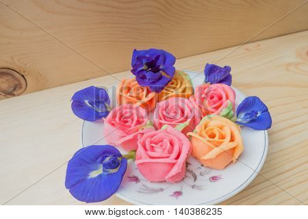 Thai rose Aalaw dessert and Pea flowers