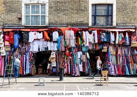 London UK - July 13 2016 - Clothes Shop on Portobello Road in Notting Hill