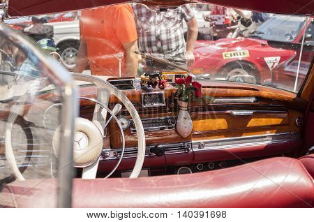 Nurnberg Bavaria / Germany - July 19th 2014: white vintage Mercedes Benz cabriolet at Sud - Rallye- Historic event in Nurnberg