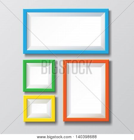Colorful blank picture frame. Empty colorful frames