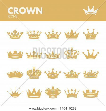Crown. Icons set in vector. Royal symbols